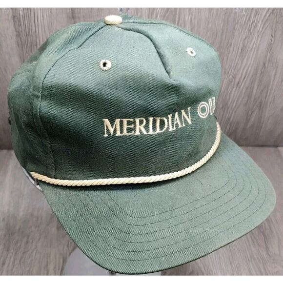 Vintage Meridian Oil Green Golf Hat Rope Strapback Adjustable Midland Texas USA - Picture 5 of 8
